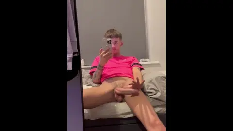 Solo Guy Jerks Off and Cums on Mirror