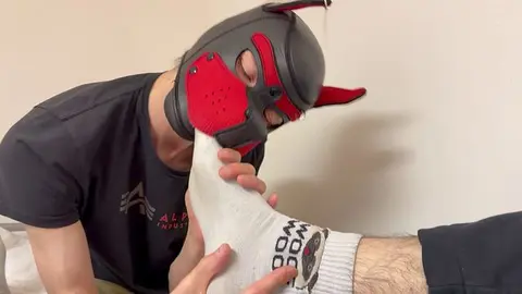 Puppy Play: Foot Worship and Big Cock Blowjob