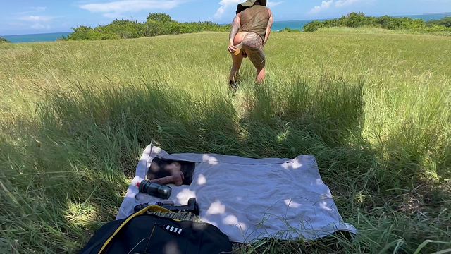Solo Beachside Fuck with Dildos and Cumshot