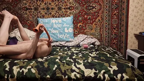 Amateur Sasha Earth Uses Long Anal Dildo at Home