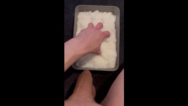 Guy Pisses on Fake Snow Outdoor Scene