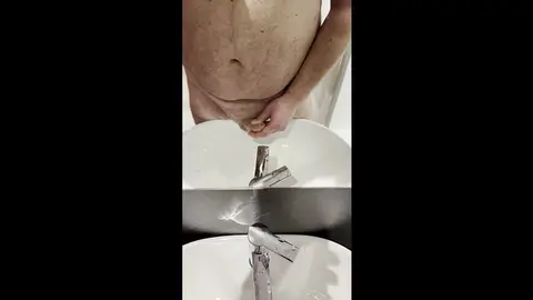 Small Penis Jerking Off in Hotel Sink