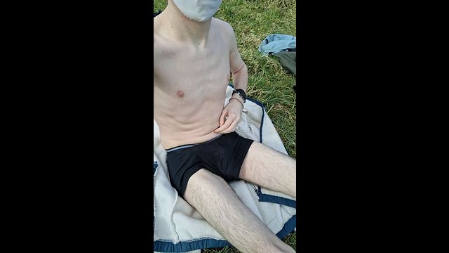 Twink Strips and Jerks Off in Outdoor Field