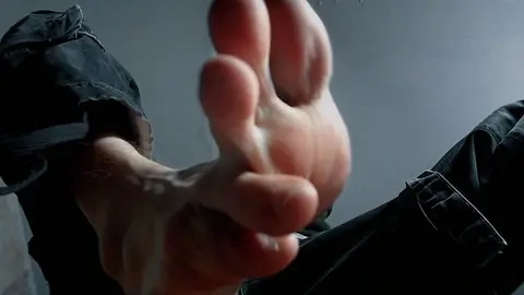 Muscular Guy Flexes in Boots and Socks, Foot Fetish