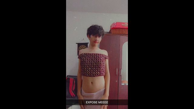 Indian Femboy Strips Saree Naked