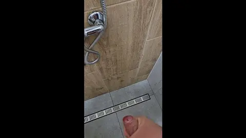 Solo Guy Jerks Off in Shower to Climax