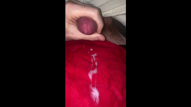 Guy Cums on Red Underwear