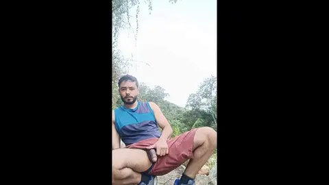 Guy Masturbates in River During Exercise