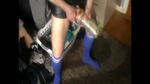 Guy Fucks Lycra Fleshlight with 8inch Oil Cock