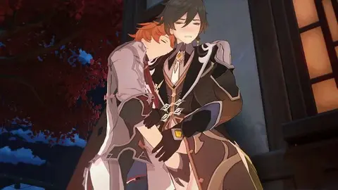 Zhongli Gets Fingered by Tartaglia in Anime Hentai