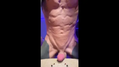 Tattooed Muscle Hunk Jerks Off with Big Dick