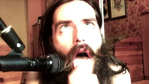 Bearded Man Gives Blowjob with Ahegao Expression