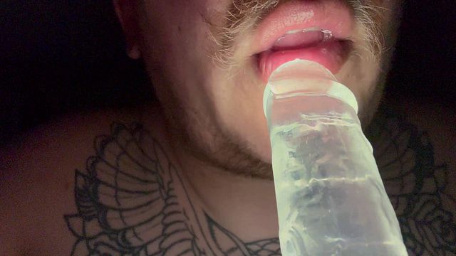 Guy Uses Glowing Dildo While Smoking