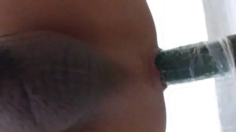 Femboy Anal Play with Large Cucumber