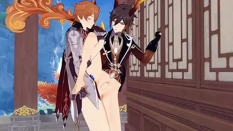 Tartaglia Fucks Zhongli in Anime Style