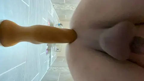 Gay Guy Plays with Huge Dildo