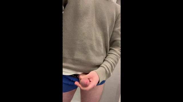 Young Guy Exposes Himself in Public Restroom