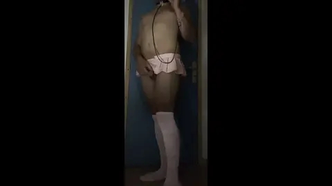Femboy in Mini Skirt Enjoys Self Penetration