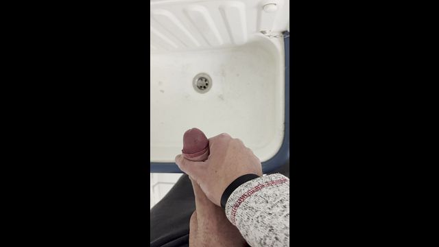 Guy Cums in Laundry Room Sink
