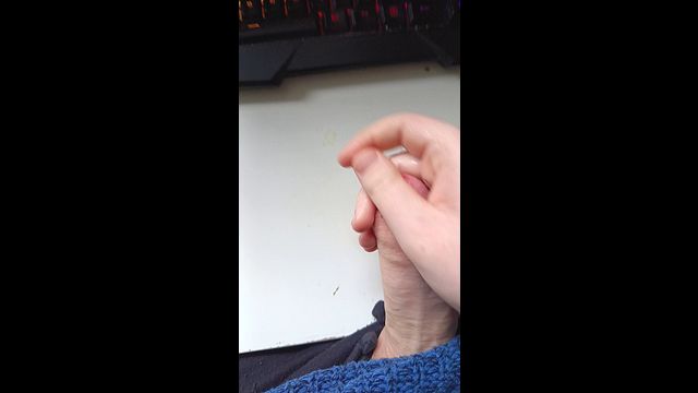 Guy Cums After Masturbating on Pile