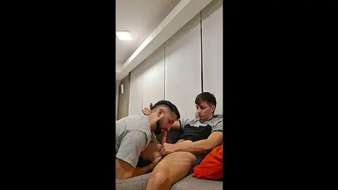 Hung Latino Gets Sucked by Cute Twink at Home
