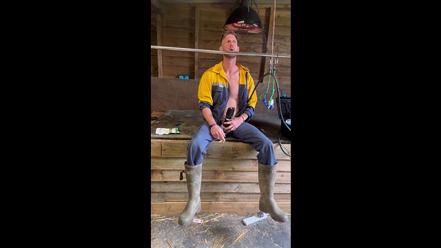 Farmer Masturbates and Ejaculates Outdoors