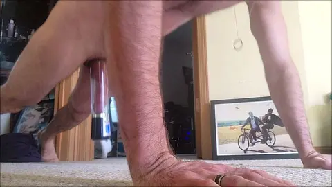 Guy Uses Penis Pump During Push Ups