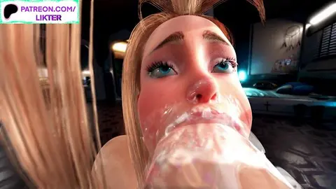 Futanari Gives Deepthroat Blowjob