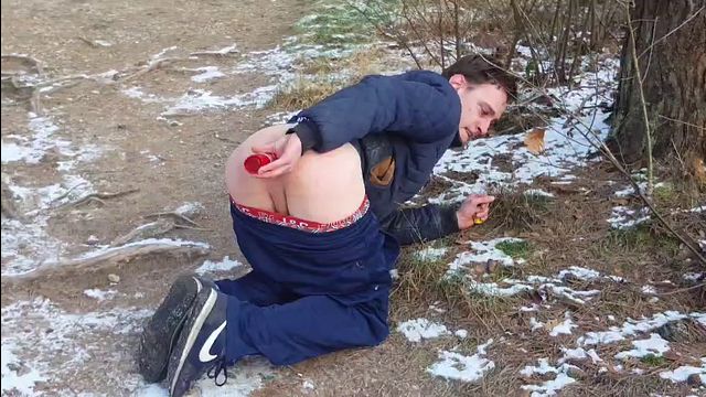Twink Stretches His Ass with Big Dildo
