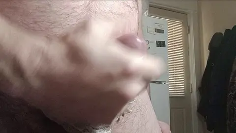 Hairy Crossdresser Masturbates Big Cock