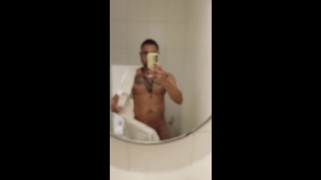 Nude Guy Steps Out of Shower