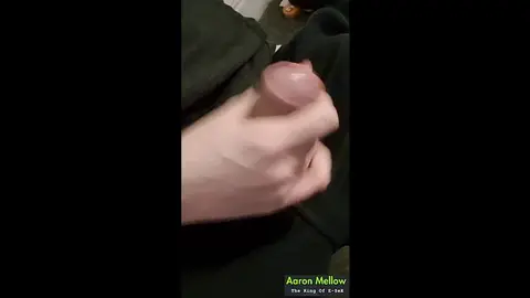 Hand Strokes Stiff Cock, Precum Shines