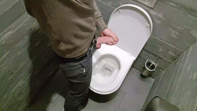 Guy Masturbates in Public Restroom at Mall