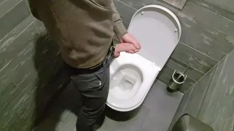 Guy Masturbates in Public Restroom at Mall