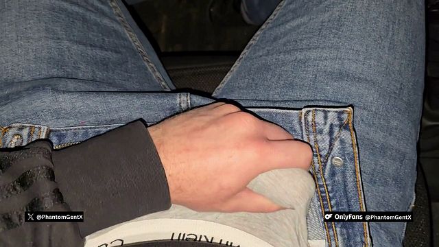 German Guy Hides in Car, Jerks Off Massive Cock