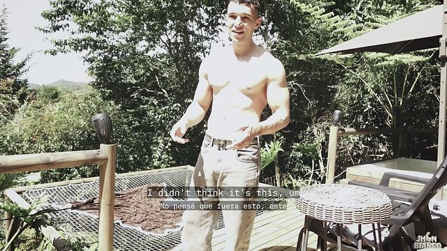 Sweaty Muscle Boy Exposed in Nature