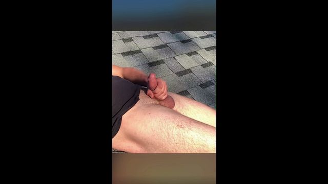 Hot Guy Masturbates on Roof with Public Cum