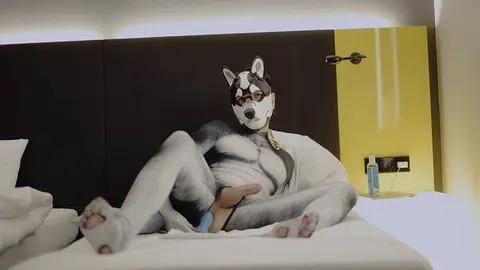 Guy Wears Petsuit and Gets Fucked with Dragon Dildo