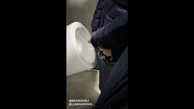 Daddy Gives Hunk Blowjob in Public Bathroom
