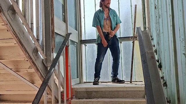 Guy Masturbates in Public Stairway