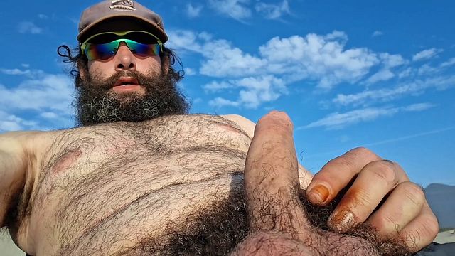 Uncut Guy Cums Outside with Explosive Ejaculation