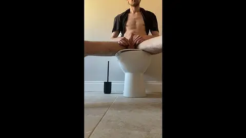 Solo Male Masturbates to Climax in Empty Bathroom