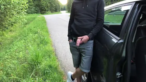 Guy Masturbates Outdoors and Cums