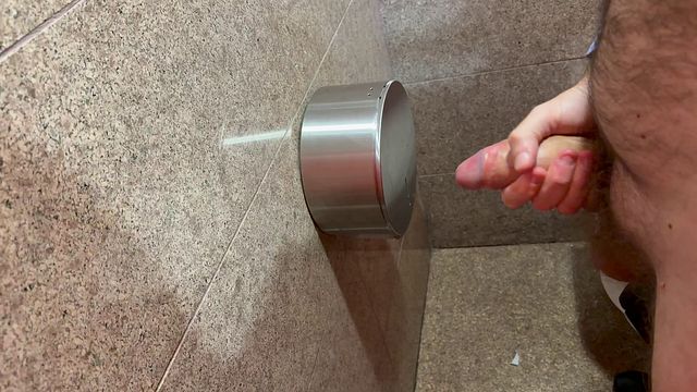 Guy Jerks Off in Restroom Till Cum