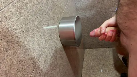Guy Jerks Off in Restroom Till Cum