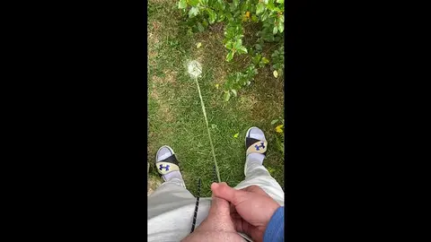 Uncut Guy Pisses in Public Park