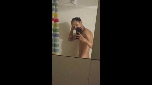 Hairy Guy Shows Off Big Cock in Shower