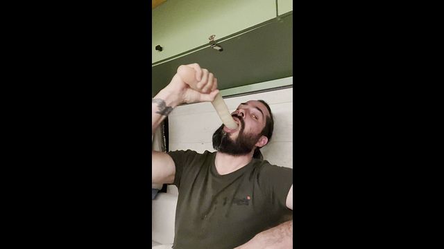 Deep Throat Action with Dildo Worship