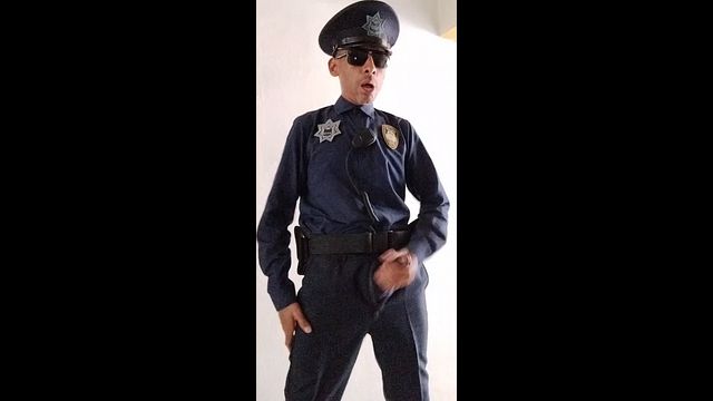 Police Officer in Uniform Gets Amazing Cumshot