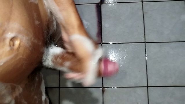 Gay Twink Plays with Soap in Shower
